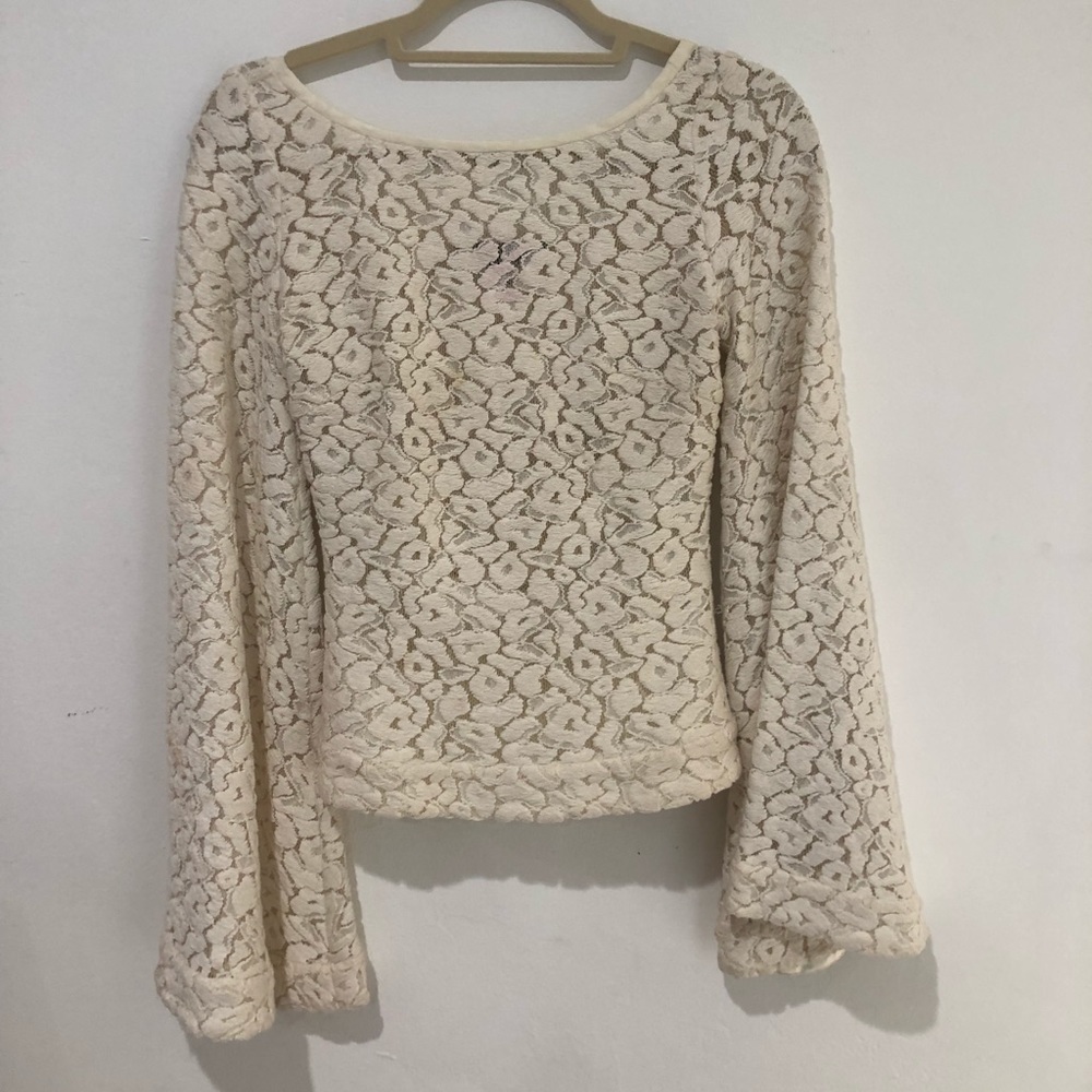 Cream Elizabeth and James Lace Long Sleeve Top